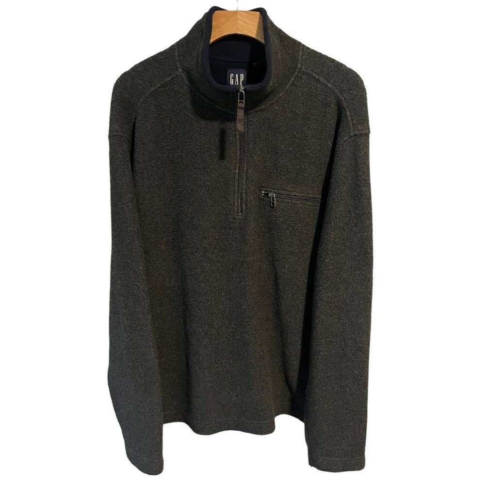 Gap Jacket Mens Medium Gray Fleece Pullover Quarter Zip